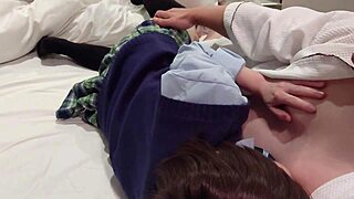 JAPANESE SCHOOLGIRL IN UNIFORM RIDES COCK RAW UNTIL CREAMPIE FLOODS PUSSY