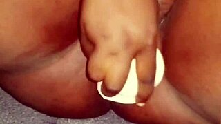 Ebony babe rips clothes for solo dildo pussy masturbation till dripping orgasm