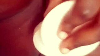 Ebony babe rips clothes for solo dildo pussy masturbation till dripping orgasm