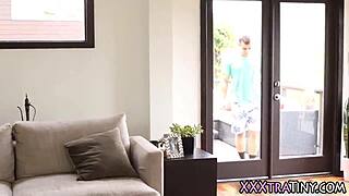 oh man i can't believe this petite teen with small tits takes my cum facial in heels!