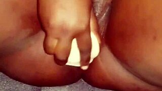 Ebony babe rips clothes for solo dildo pussy masturbation till dripping orgasm