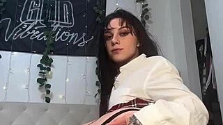 Cute Petite Brunette Teen Student Teases Shaved Tight Holes and Wet Pussy Closeup