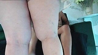 wet milf in lingerie gives double blowjob before pussy licking and deep cock pounding