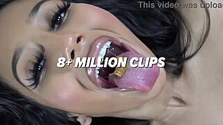 I obey femdom joi commands for self facial cumshot on live webcam