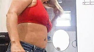 Blonde milf answers motel door panty-less and films steamy hookup trailer