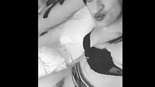 Crossdressing ladyboy Ashlyhan teases fans with big black cock anal ass fuck