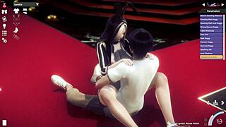 Bunny sucks huge cock for creampie fill!