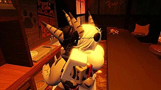 Shark girl furry dives into solo fun rubbing herself wild in roblox world