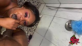 Thick Chocolate Stepsis Joins Me for Steamy Shower Fuck