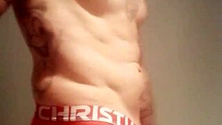 blue-eyed exhibitionist flashes monster cock in public shower