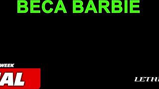 Brunette barbie bends over flashing bubble ass before deep hardcore pounding