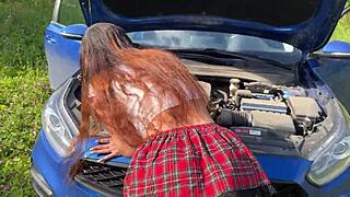 Begged Her to Fix My Car, Ended Up Fixing My Cock Instead