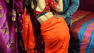 Cute Indian saree bhabhi bends for devar's rough anal after oily ice massage