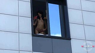 imagine fucking this skinny petite brunette right in front of nosy neighbors watching her small tits jiggle