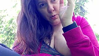 Nicoletta's Garden Smoke Tease Reveals Huge Tits