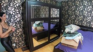 Milfycalla Drowns Red Shiny Puffy Down Jacket in Loads of Cum