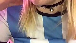 this stunning argentinian blonde rubs her huge pussy solo until she squirts everywhere