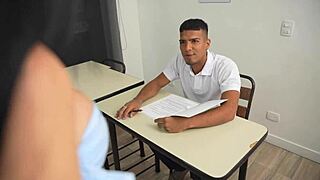 teacher trades hard fuck for grades in class 📚🔥