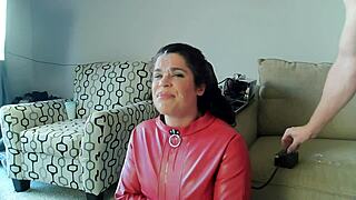 wife's head locked to fucking machine for epic deepthroat gagging!!