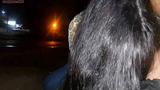 bus slut flashes then deepthroats my monster cock waiting for ride