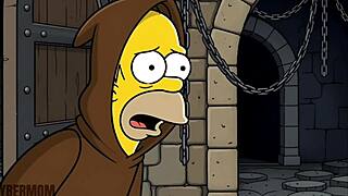 slut wife blows and creampies cuckold in simpsons parody