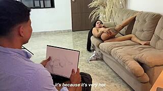 Muscular Artist Hardens Drawing Sexy Busty Milf Angel Cruz Silvana Lee