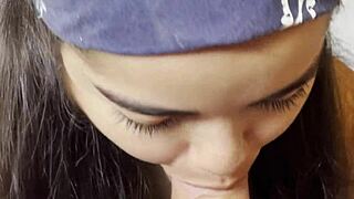 hot slow morning blowjob from gulosa branquinha with brown eyes who swallows every drop