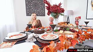 pervy stepmom and stepson give in to dinner table fucking urges