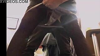 specific white slut amoul bends over in satin dress thong stockings heels for doggy blowjob rimming