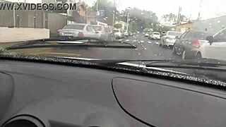 PASSENGER MILF PAYS NEIGHBOR'S WIFE BOQUETE WITH CUM SWALLOW IN UBER CAR?!