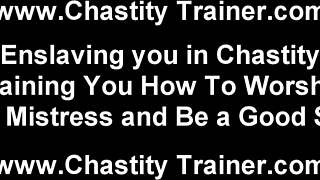 Your pathetic cock locks away in chastity under mistress's total domination