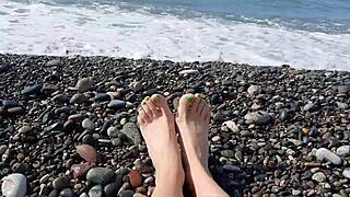 Dominatrix Nika's Sea-Salted Feet and Toes on the Beach