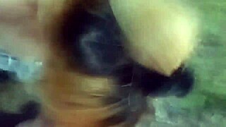 blonde sucks huge monster cock in the woods