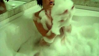 tiny red slut with perfect body teases in bathtub 😏 fingering her wet pussy