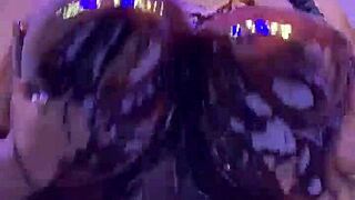 Chocolate Tits Covered in Wild Ebony Action