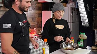 Kitchen orgasms explode in raw passion