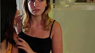 Brunette babe explores mysterious woman's intimate touches