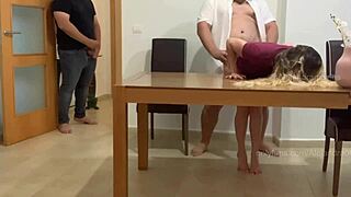 my girlfriend's meeting with her boss turns into hard doggystyle fucking