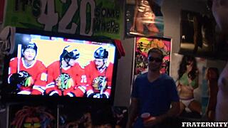 Hey, check out this messy puck game with the guys!