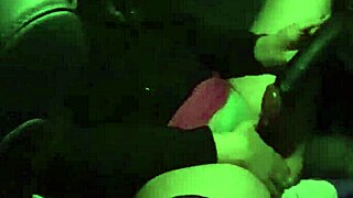 Young woman uses vibrator and dildo for intense public masturbation in backseat, reaching orgasm