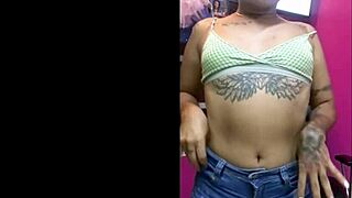 Ts Angelique Masturbates To Orgasm Smoking In Jeans Shorts