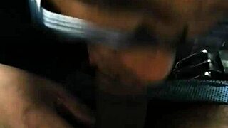 This ebony babe in glasses sucks and swallows cum like a pro!