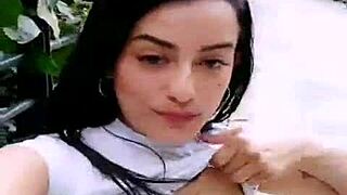 colombian babe fingers herself on street showing boobs