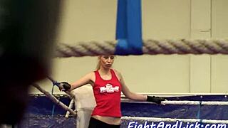 Euro lesbians wrestle fiercely while licking pussies