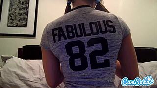 Big tits and ass babe plays with huge toy