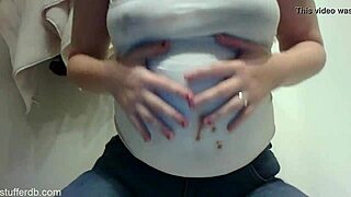 Chubby teen enjoys messy chocolate treats in a fetish setting