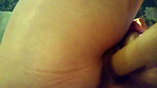 intensely riding dildo with powerful thrusts