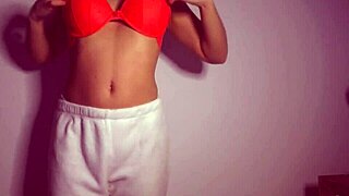 Spanish Beauty Plays With Her Bra