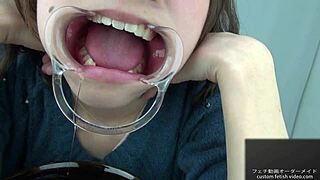 Teeth Fetish Focus with Saliva and Tongue Play