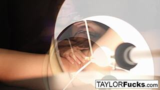 taylor strips nude in hotel room for solo masturbation session with focus on her ass and tits